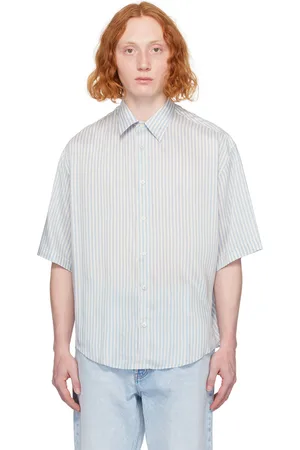 Ami Off-White & Blue Boxy-Fit Shirt