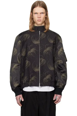 SACAI Black Dot Flower Print Bomber Jacket