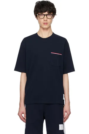 Thom Browne Navy Oversized Short Sleeve Pocket T-shirt