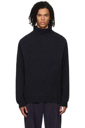 LEMAIRE Navy Felted Turtleneck