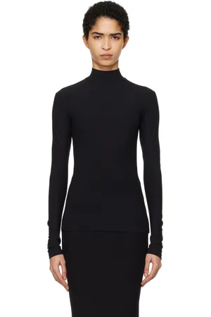 SKIMS Black Soft Lounge Mock Neck Long Sleeve Top
