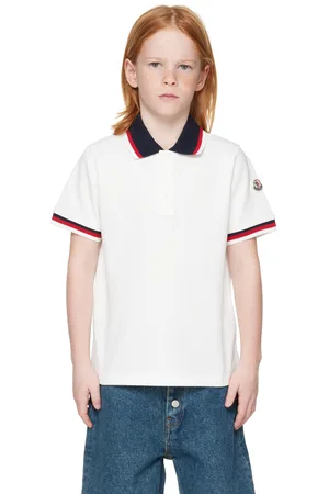 Moncler Kids White Cotton Polo