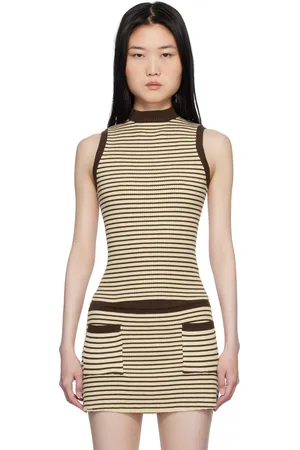 Frankies Bikinis Brown & Beige Mila Sleeveless Knit Sweater