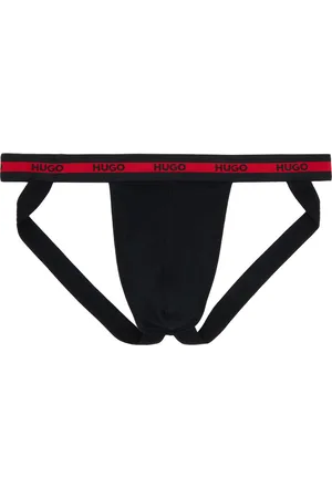 HUGO BOSS Three-Pack Black Repeat Logo Jock Straps