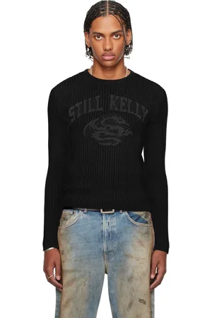 Still Kelly Black Crewneck Rib Sweater