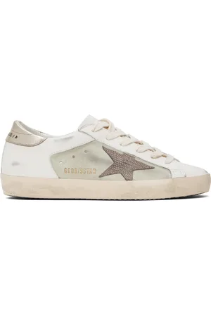 Golden Goose White & Beige Super-Star Sneakers