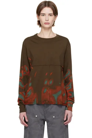 ECKHAUS LATTA Brown Lapped Long Sleeve T-shirt