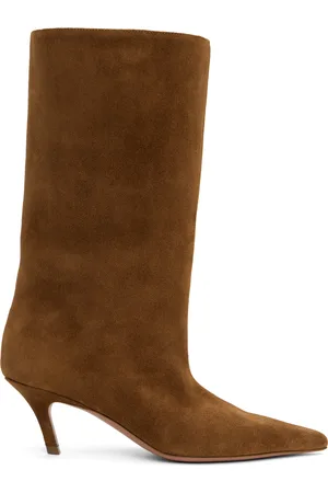 Amina Muaddi Brown Fiona 60 Boots