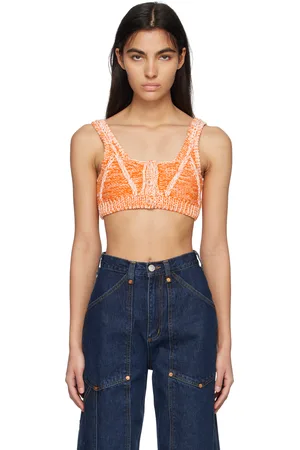 RE/DONE Orange Front Button Bra Top