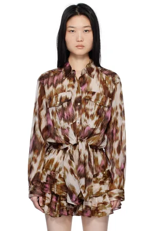 Isabel Marant Off-White & Tan Nath Shirt