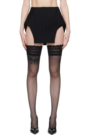 MUGLER Black Paneled Miniskirt