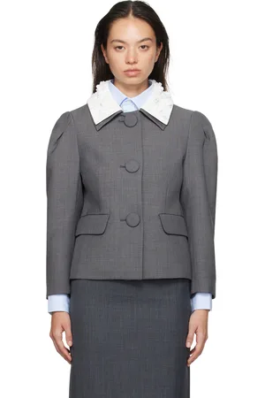 Shushu/Tong Gray Embellished Lapel Collar Jacket