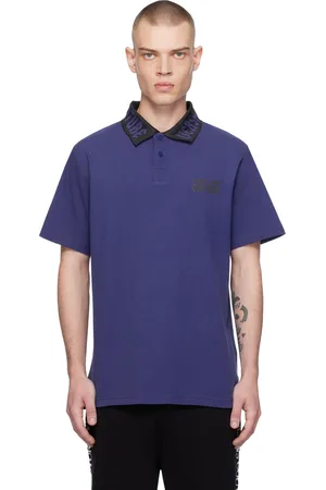 VERSACE Blue Gothic Logo Polo