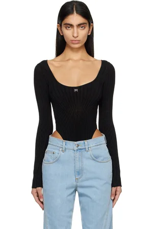 MUGLER Black Hardware Bodysuit