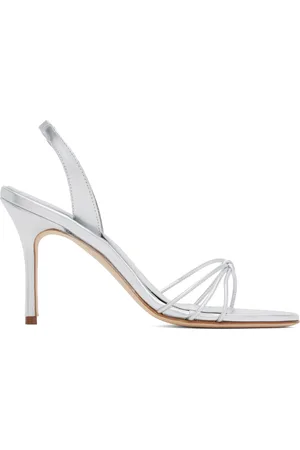 Manolo Blahnik Silver Sareta Heeled Sandals