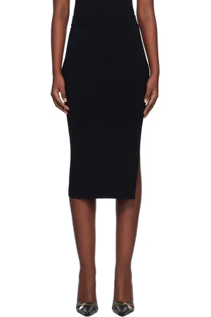 VERSACE Black Knitted Midi Skirt