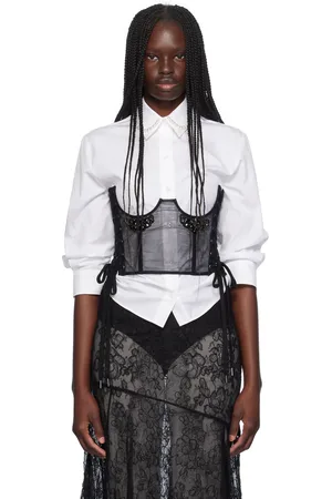 Simone Rocha Black Embellished Short Lace Up Corset