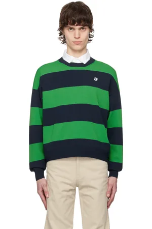 COPERNI Green & Navy Striped Crewneck Sweater