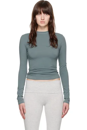 SKIMS Blue Cotton Jersey Long Sleeve T-Shirt