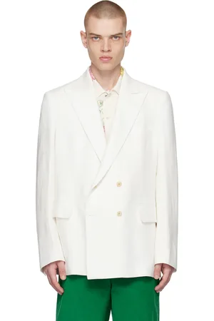 BODE White Double-Breasted Blazer