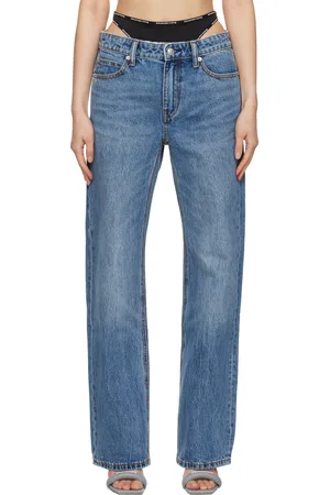 Alexander Wang Blue Mid-Rise Pre-Styled Logo Brief Jeans
