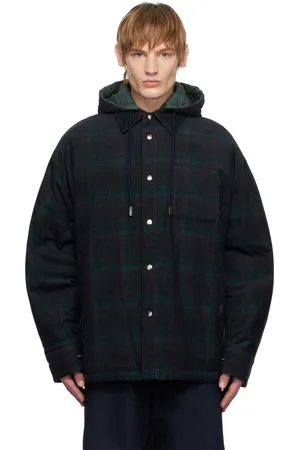 WOOYOUNGMI Navy & Green Check Overshirt