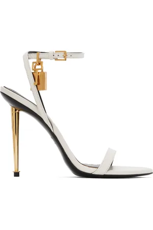 Tom Ford White Padlock Pointy Naked Heeled Sandals