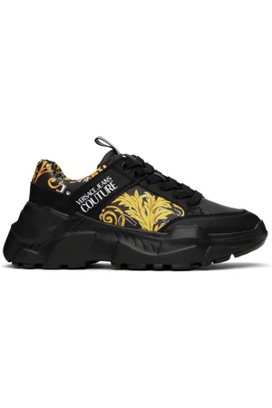 VERSACE Black Chain Couture Speedtrack Sneakers