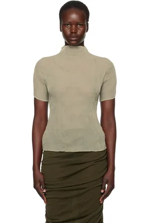 Issey Miyake Khaki Chiffon Twist 3 Top