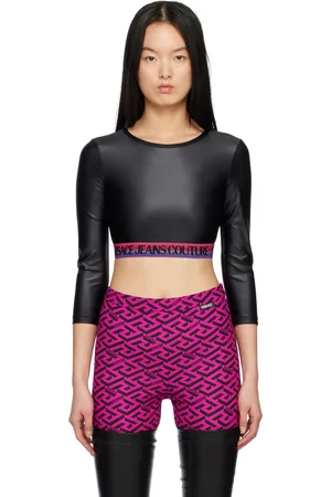 VERSACE Black Shiny Long Sleeve T-Shirt