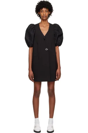 Ganni Black Suiting Vest Minidress