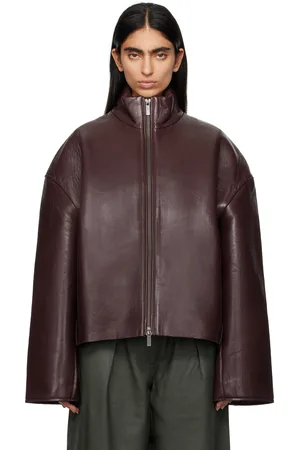 REMAIN Birger Christensen Burgundy Bonded Leather Jacket
