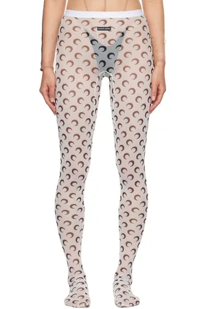 Marine Serre White Moon Printed Mesh Tights