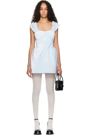 Shushu/Tong Blue Embellished Pleated Minidress