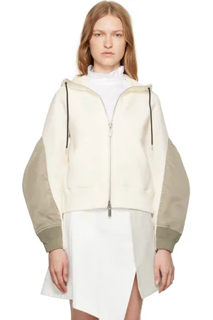 SACAI Off-White & Green Paneled Hoodie