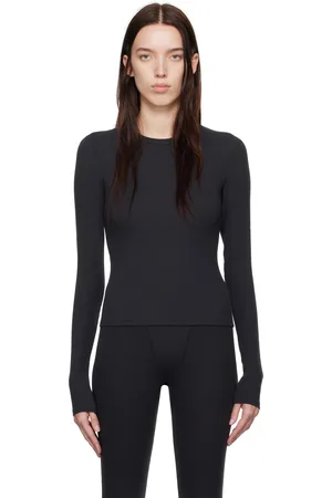 SKIMS Black Cotton Rib Long Sleeve T-shirt