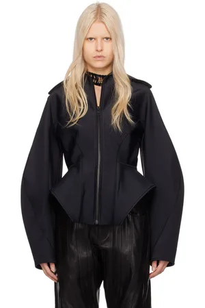 MUGLER Black Corseted Scuba Jacket