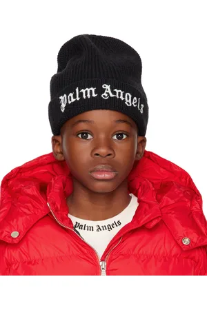 Palm Angels Kids Black Logo Beanie