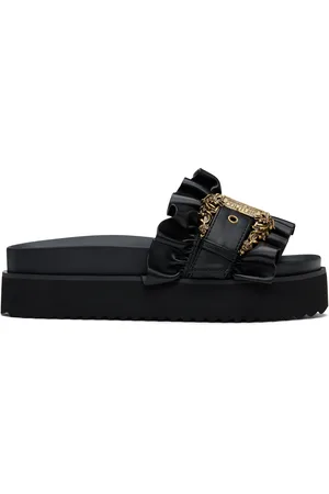 VERSACE Black Baroque Buckle Arizona Sandals