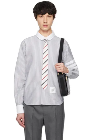 Thom Browne Navy Oxford 4-Bar Shadow Pinstripe Shirt