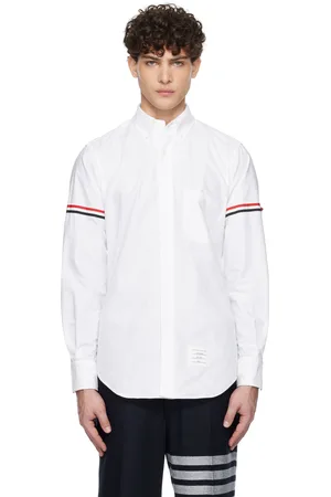Thom Browne White Striped Grosgrain Armband Classic Shirt