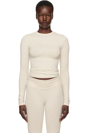 SKIMS Beige Cotton Jersey Long Sleeve T-shirt