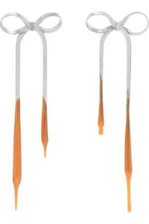 OTTOLINGER Silver & Orange Laced Bow Earrings