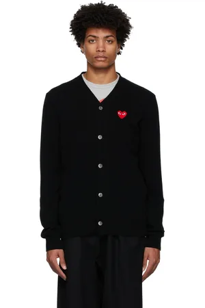 Comme des Garçons Black Wool Heart Patch Cardigan