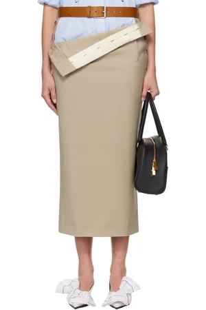 Moschino Beige Tailored Twist Midi Skirt