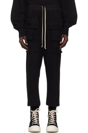 Rick Owens Black Porterville Creatch Cropped Drawstring Cargo Pants