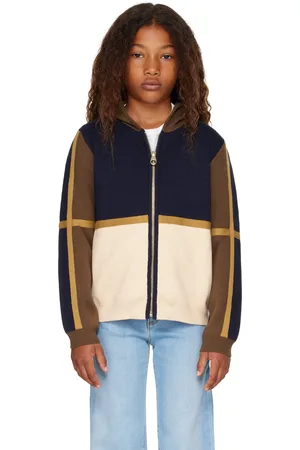 Chloé Kids Navy Colorblock Knit Zip Up Hoodie