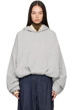 DRIES VAN NOTEN Gray Draped Hoodie