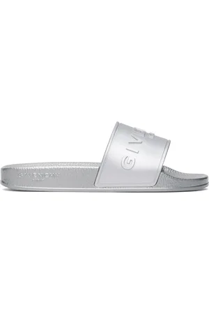 Givenchy Silver Slide Flat Sandals