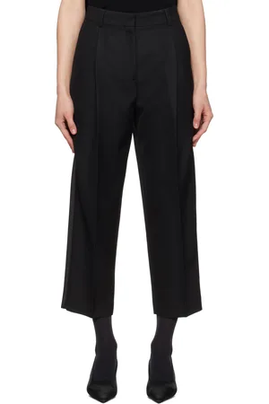 Totême Black Pleated Straight Trousers